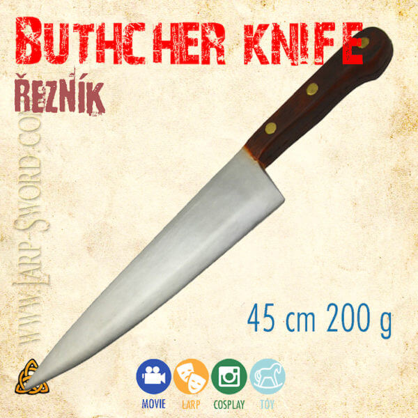 Butcher knive, měkčený řeznický nůž pro larp