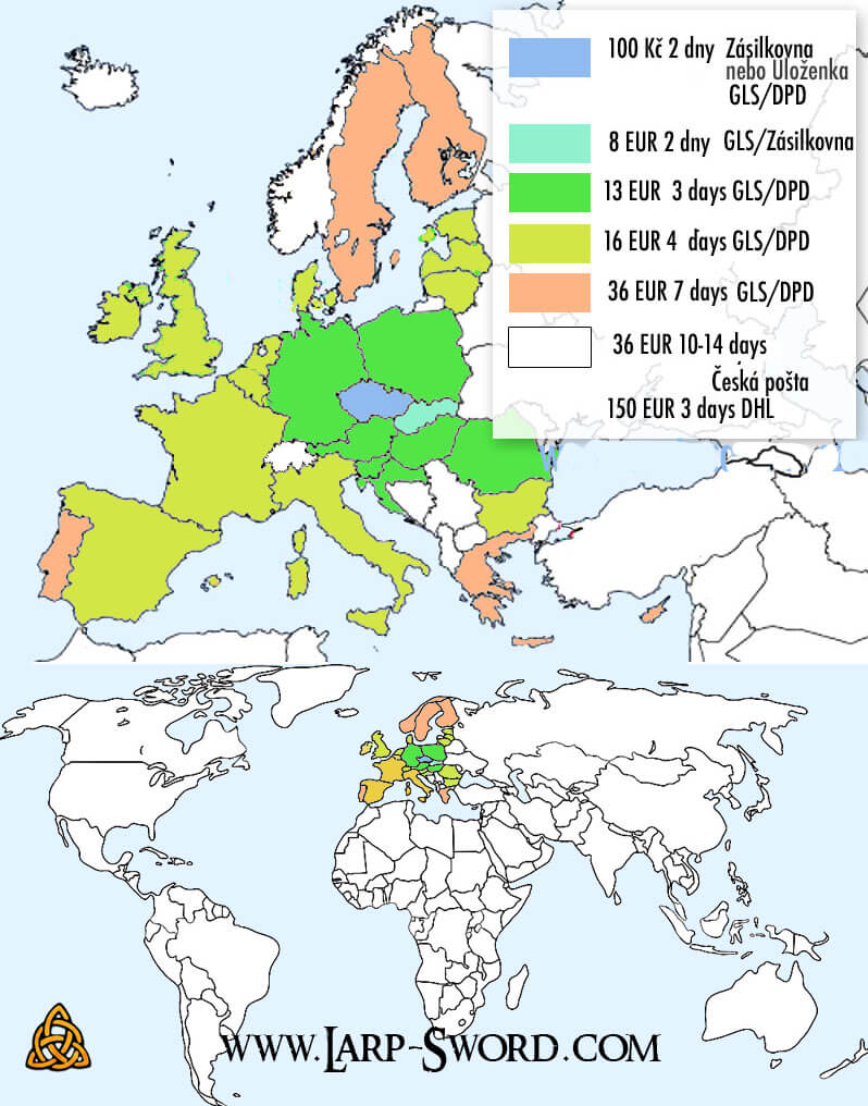 mapa shipping 2020 1 Doprava a platba - Shipping and payment mapa shipping 2020 1