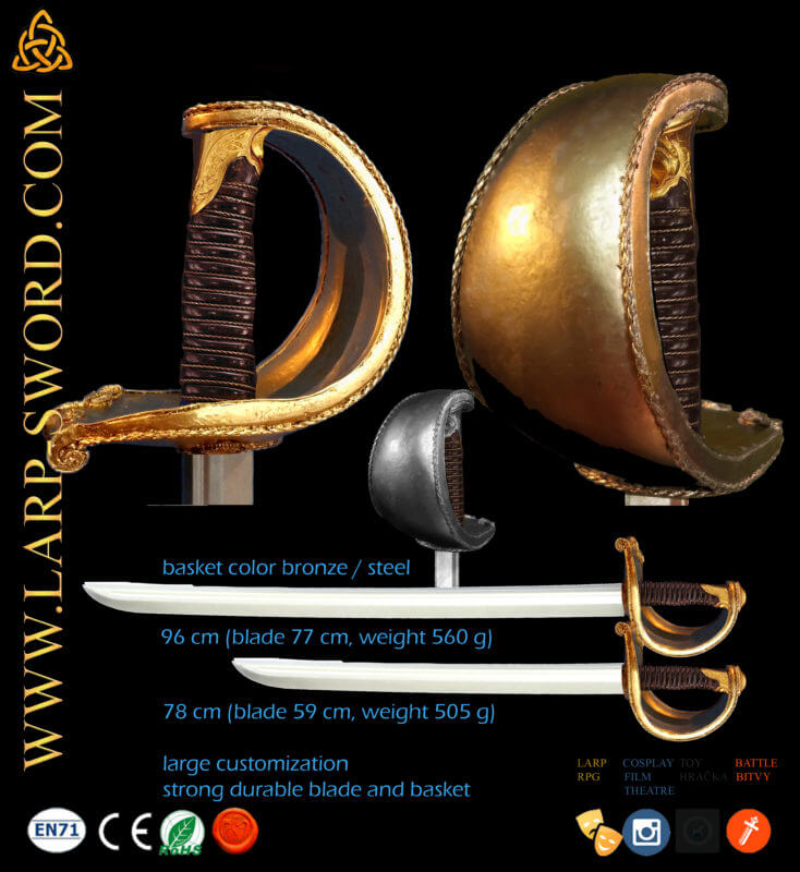 saber black Šavle důstojnická 19. století foam saber for larp