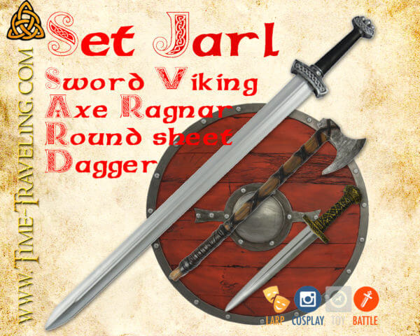 Set jarl - foam viking sword, ax, dagger, shield