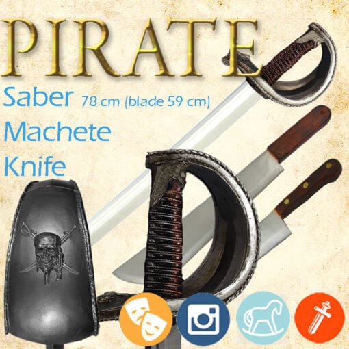 Pirate set for larp, battle and cosplay Pirát - set měkčených zbraní pro larp, cosplay a bitvy