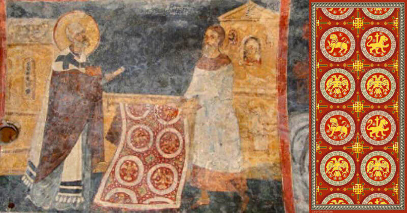 1258 svatý Mikoláš a obchodník s koberci - St Nikols and carpet seller
