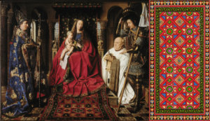 jan van eyck madonna Repliky historických středověkých koberců Repliky historických středověkých koberců. Jan van Eyck - Madona s dítětem - Madona with child replica of carpet
