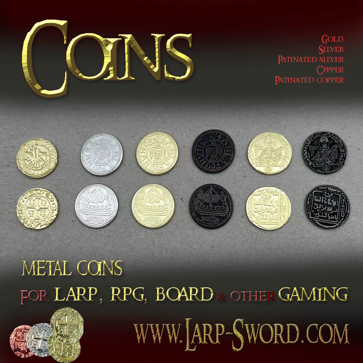Set of 10 Silver Viking LARP Coins - MY100679 - Medieval Collectibles