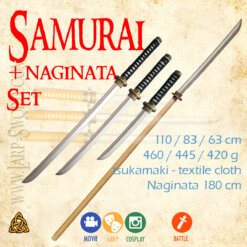 samurai set naginata23 Samuraj sada tří zbraní samuraje - katana, wakizaši, tanto Naginata pro larp samuraj