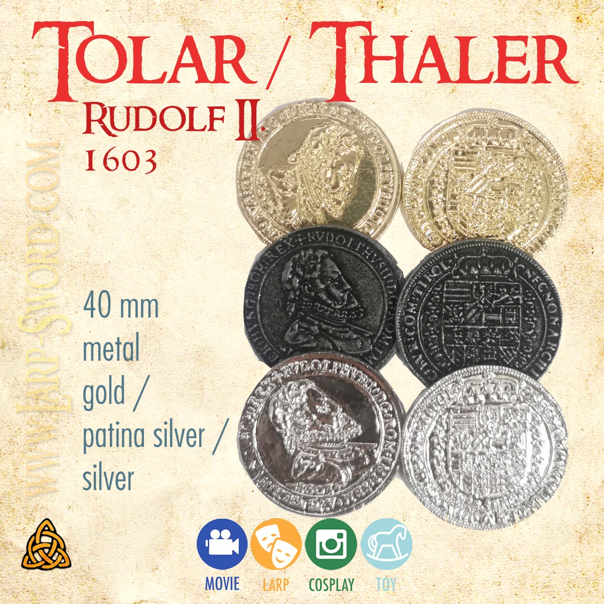 Tolar 25 1 Tolar 1603 – replika historické mince Tolar 1603 – replika historické mince - Obrázek 8