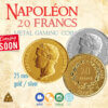 Napoleon 1 Napoleon 20 Franků – kovová replika mince Réplique de pièce de 20 francs Napoléon - Napoleon 20 francs coin replica - Napoleon 20 Francs Münze Replik